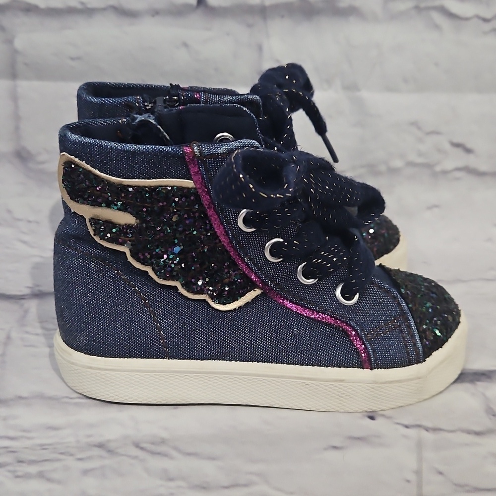 Brash high top sparkle toe shoes